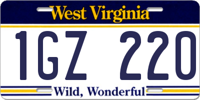 WV license plate 1GZ220