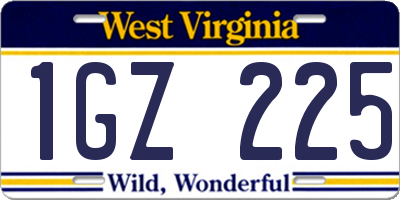 WV license plate 1GZ225