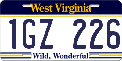 WV license plate 1GZ226