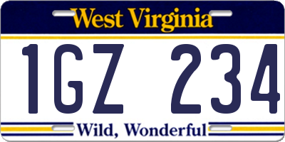 WV license plate 1GZ234