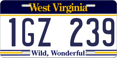 WV license plate 1GZ239