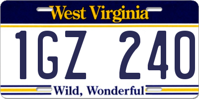WV license plate 1GZ240