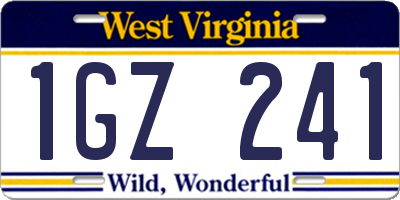 WV license plate 1GZ241