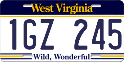 WV license plate 1GZ245