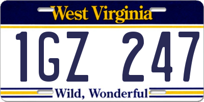 WV license plate 1GZ247
