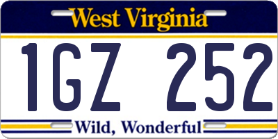 WV license plate 1GZ252