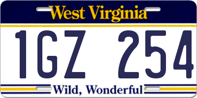 WV license plate 1GZ254