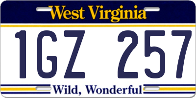 WV license plate 1GZ257