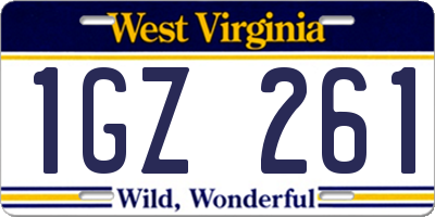 WV license plate 1GZ261