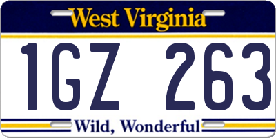 WV license plate 1GZ263
