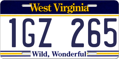 WV license plate 1GZ265