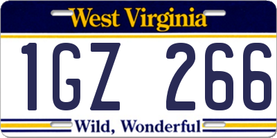 WV license plate 1GZ266