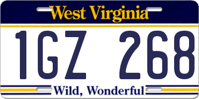 WV license plate 1GZ268