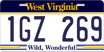 WV license plate 1GZ269