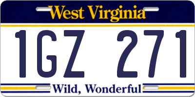 WV license plate 1GZ271