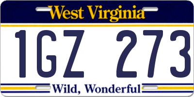 WV license plate 1GZ273