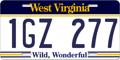 WV license plate 1GZ277