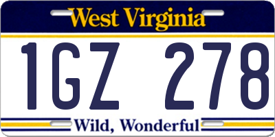 WV license plate 1GZ278
