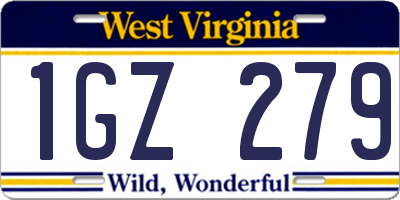 WV license plate 1GZ279