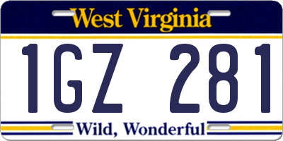 WV license plate 1GZ281