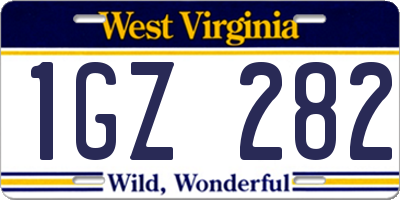 WV license plate 1GZ282