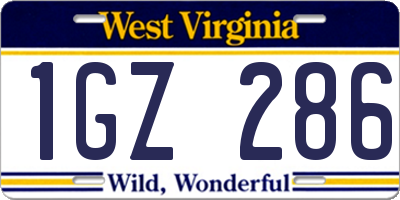 WV license plate 1GZ286