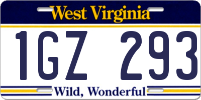 WV license plate 1GZ293