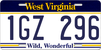 WV license plate 1GZ296