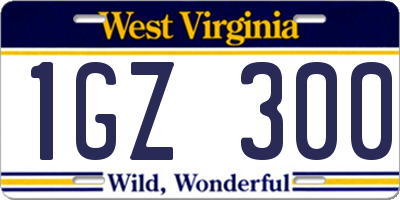 WV license plate 1GZ300