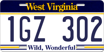 WV license plate 1GZ302