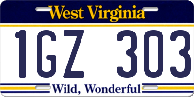 WV license plate 1GZ303