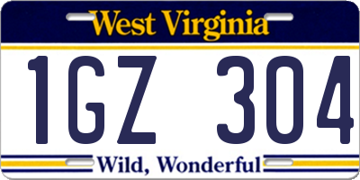 WV license plate 1GZ304
