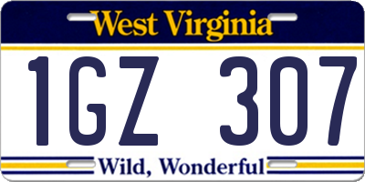 WV license plate 1GZ307