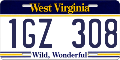 WV license plate 1GZ308