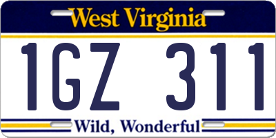 WV license plate 1GZ311