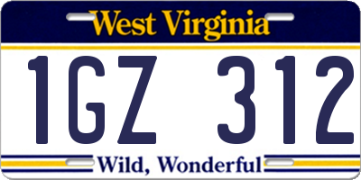 WV license plate 1GZ312