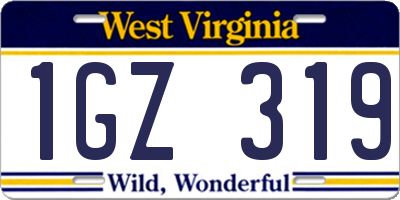 WV license plate 1GZ319