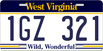 WV license plate 1GZ321