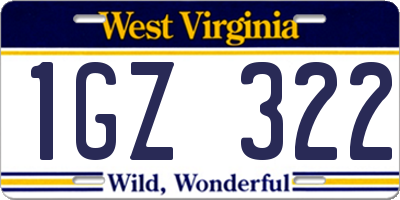 WV license plate 1GZ322
