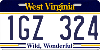 WV license plate 1GZ324