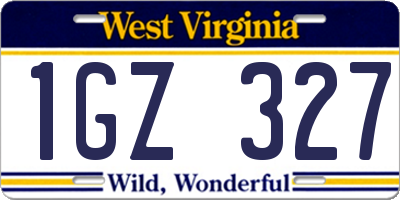 WV license plate 1GZ327