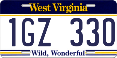 WV license plate 1GZ330