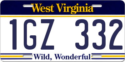 WV license plate 1GZ332