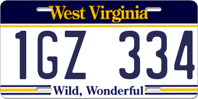 WV license plate 1GZ334