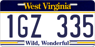 WV license plate 1GZ335