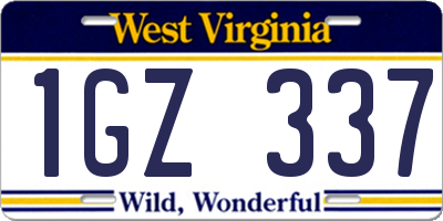 WV license plate 1GZ337