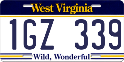 WV license plate 1GZ339