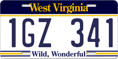 WV license plate 1GZ341