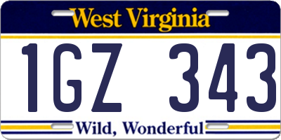 WV license plate 1GZ343