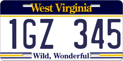 WV license plate 1GZ345